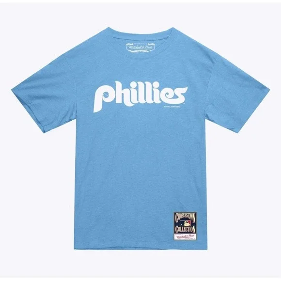 Mitchell & Ness Phillies T-Shirt Cooperstown Collection Blue Retro Tee Shirt M - Picture 8 of 8